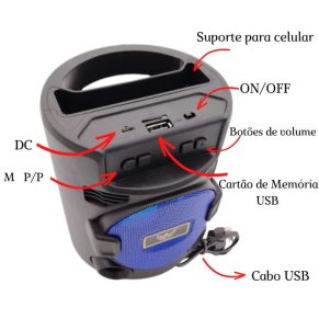 Caixa de som Atacado Dropshipping Revenda de longa duração Bluetooth portátil alta severa e severa Entrada pendrive, USB, cartão SD RadioFM