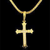 Kit Corrente Veneziana Atacado Revenda Dropshpping Fecho canhão- 60cm x 2mm x 12,3g + pingente Crucifixo com pedras zircônia 2,6g x 3cm x 2mm – Joia 18 k – 7 banhos + verniz cataforetico
