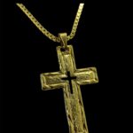 Kit Corrente Atacado Revenda Dropshpping Veneziana Fecho Canhão (tam 60cm x esp 2mm x 13g) + Pingente Crucifixo Vazado com Textura ( 4,7cm x 3cm) – Joia 18k