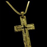 Kit Corrente Atacado Revenda Dropshpping Veneziana Fecho Canhão (tam 60cm x esp 2mm x 13g) + Pingente Crucifixo Vazado com Textura ( 4,7cm x 3cm) – Joia 18k