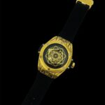 Kit Hublot Pulseira de camurça Atacado Revenda Dropshpping – dourado com preto + Caixa de courino