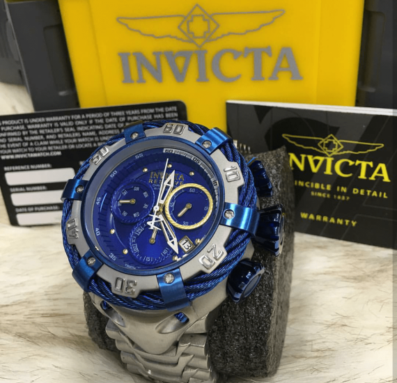 Relógio Invicta 18k Thunderbolt AAA+ Prata com Azul 21361 – AAA+