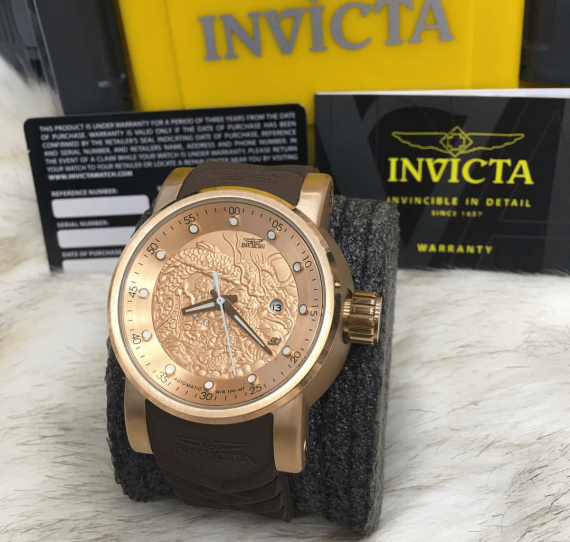 Relógio Invicta Yakuza Automatico AAA+ Marrom com Rose19546