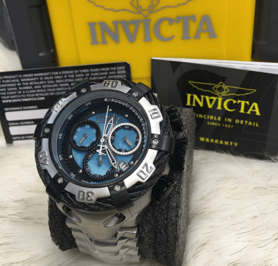 Relógio Invicta 18k Thunderbolt AAA+ Prata com Azul 21361 – AAA+