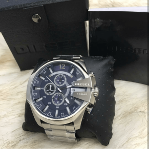 Relógio Diesel 10 bar Modelo Prata com Azul AAA+ Luxo Atacado
