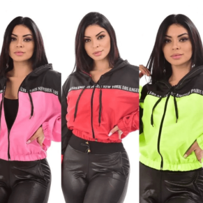 Corta Vento Feminino Kit 8 Jaqueta Com Capuz Tactel Atacado