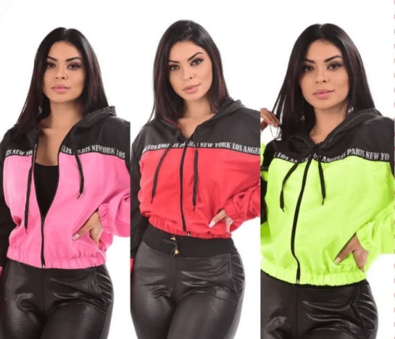 Corta Vento Feminino Kit 8 Jaqueta Com Capuz Tactel Atacado