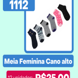 Kit c/12 pares de meia cano alto por 2,83 cada par