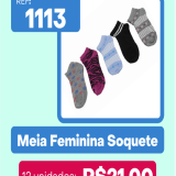 Kit c/12 pares de meias soquete por 1,75 cada par