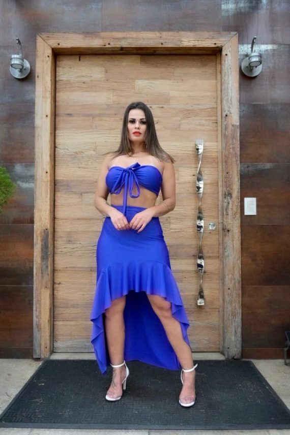 KIT C/10 CONJUNTO DE SAIA DE BABADO E CROPPED