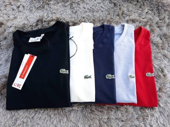 Kit Com 05 Camisas Lacoste Atacado Básica Modelos Peruana Importada 100% Algodão Pima
