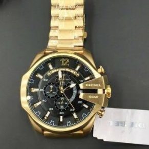 Relógio Diesel 10 bar Modelo Dourado Fundo Preto AAA+ Luxo Atacado