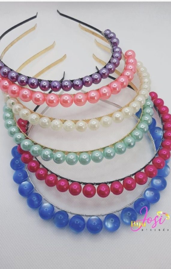 Tiaras com perolas cores variadas a duzia atacado