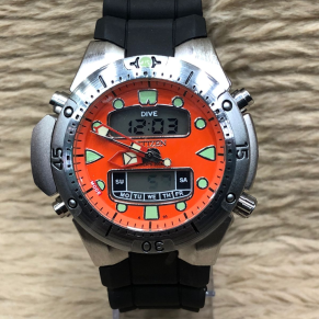 Relógio Citizen Aqualand Funcional - Prata, Laranja e Verde - Pulseira de Borracha - À PROVA D'ÁGUA - Cod60