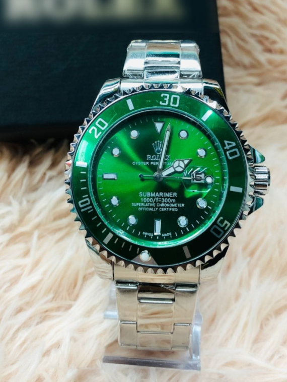 Relógio Rolex Prata e Verde No Atacado