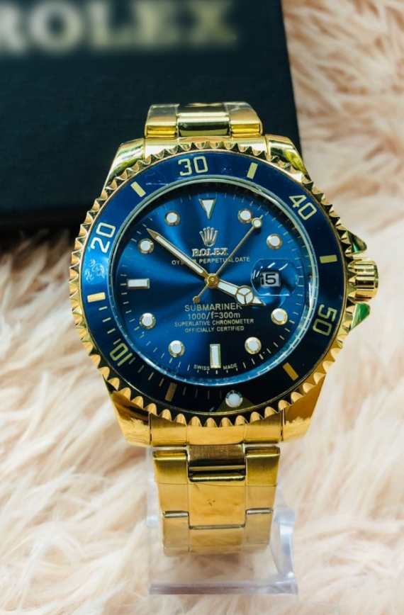 Relógio Rolex Dourado c/ Azul No Atacado