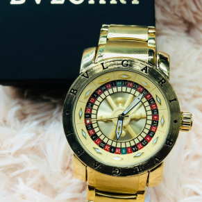 Relógio Masculino Bvlgari Casino Roleta Dourado Fundo Dourado