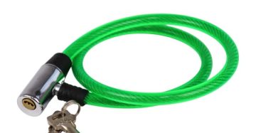 Cabo antifurto produto esportivo verde com chave