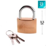 Cadeado 21mm com 2 Chaves Bronze para revenda no atacado