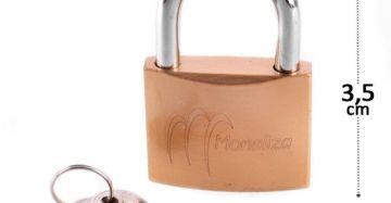 Cadeado bronze 21mm com 2 chaves produto esportivo