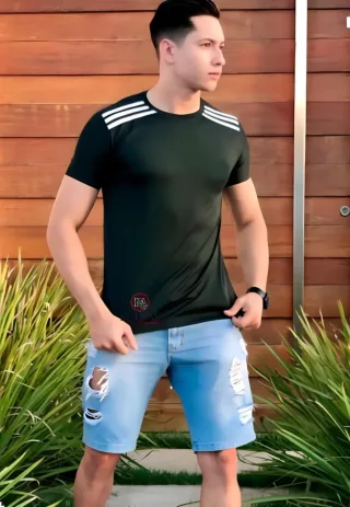 Camisa Masculina Lisa em malha Cacharrel para revenda no atacado