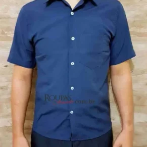 Camisa Social Masculina Manga Curta Lisa para revenda no atacado